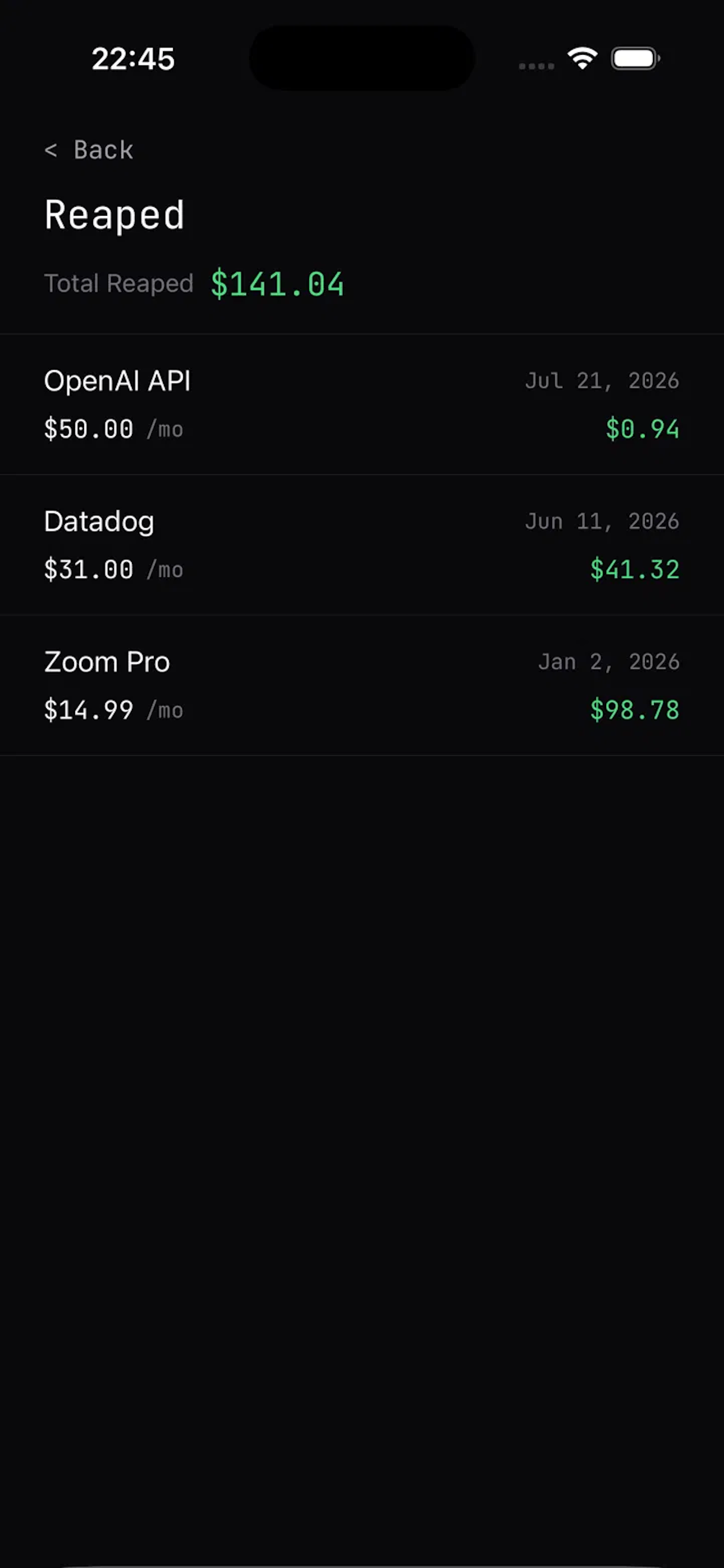 Subreaper add subscription screen
